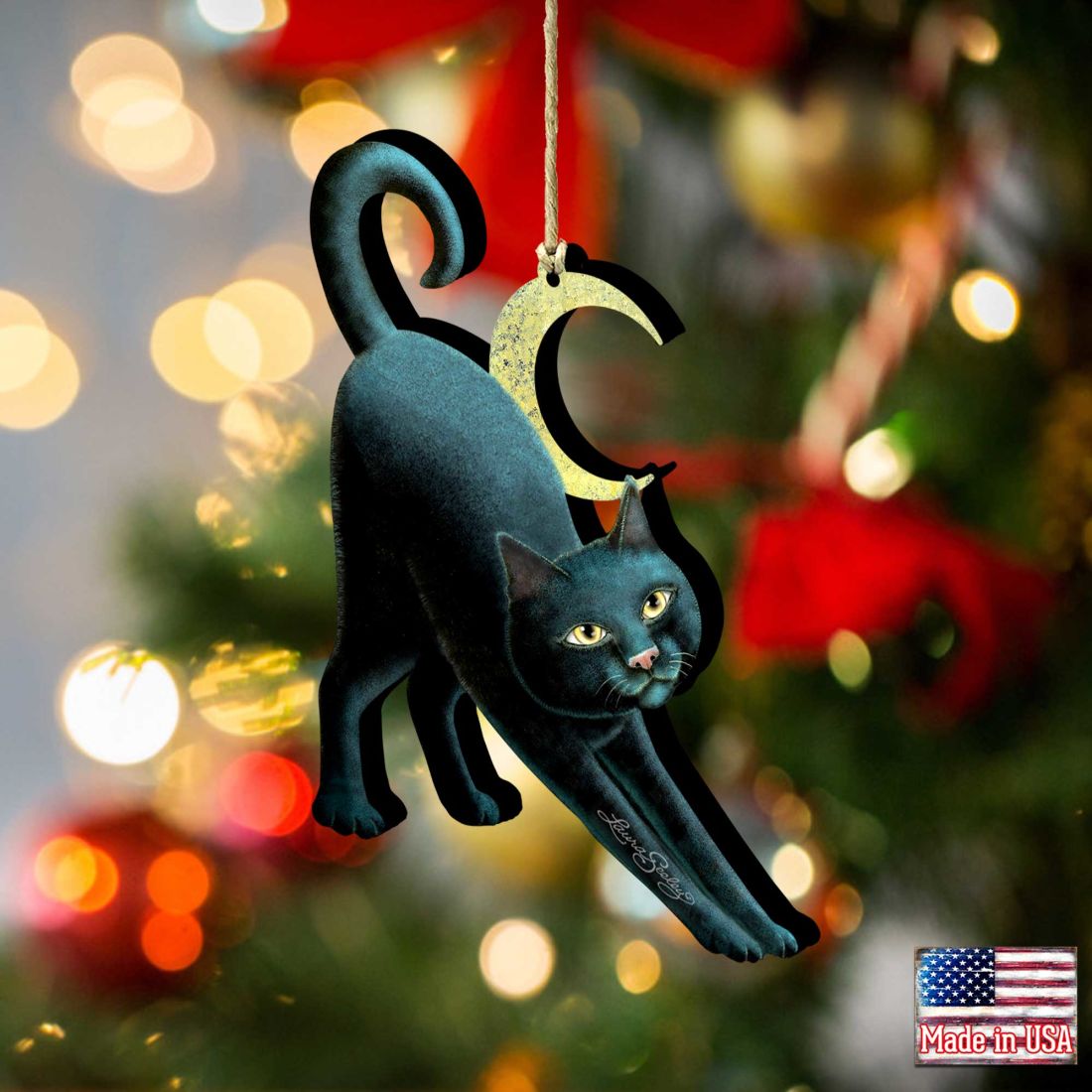 Adornos de madera de gato espeluznante para Halloween de Laura Seeley - Decoración de Halloween para Acción de Gracias - 8512054-LS