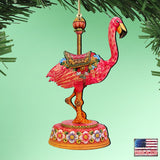 Carousel Flamingo Christmas Wooden Ornaments by G. DeBrekht - Carousel Holiday Decor - 8114035