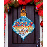 Dated Christmas Village Dated Door Decor by G. DeBrekht - Christmas Santa Snowman Decor - 8112182H-D