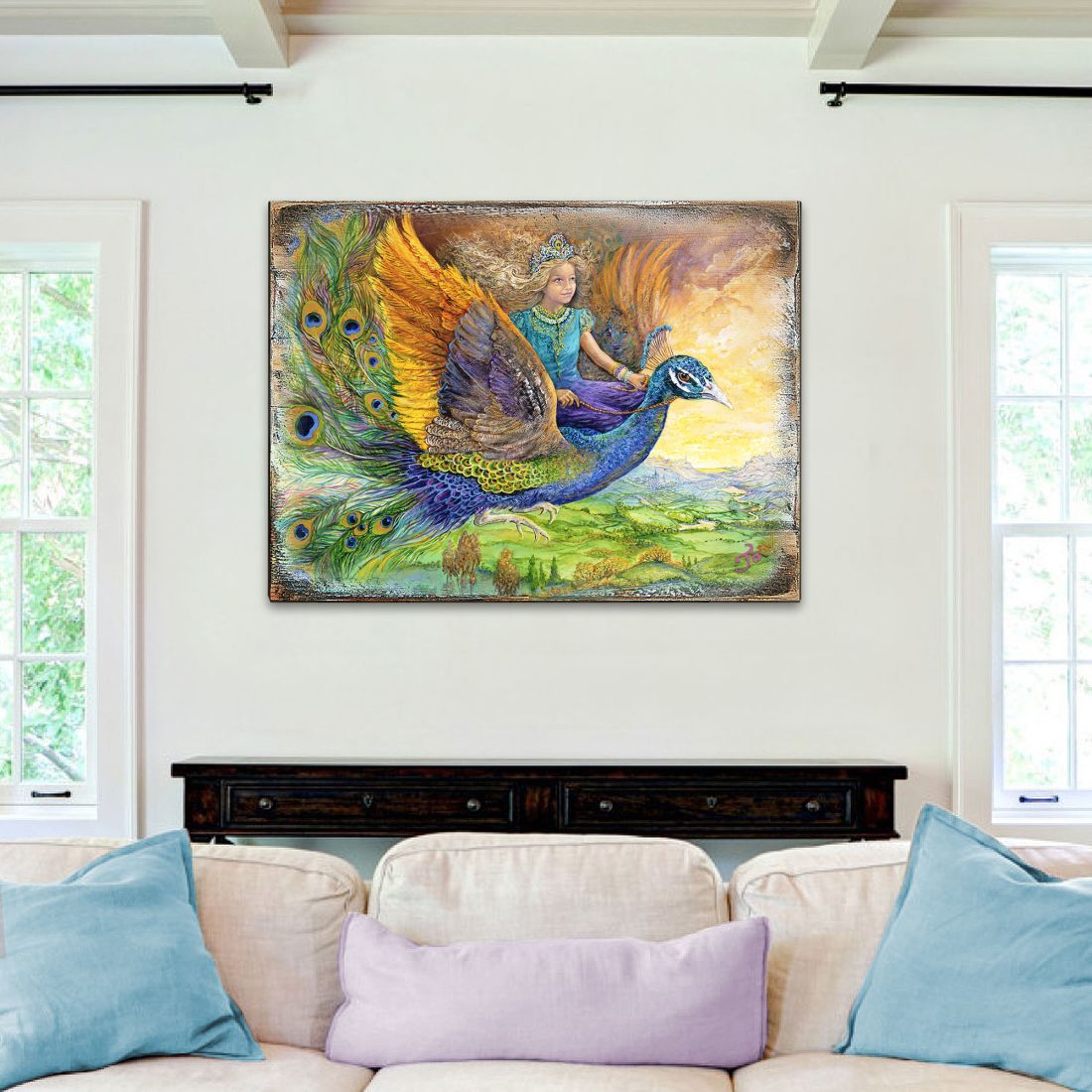 Arte mural de madera de fantasía de la Princesa Pavo Real de Josephine Wall - Decoración de fantasía - 852138-JW