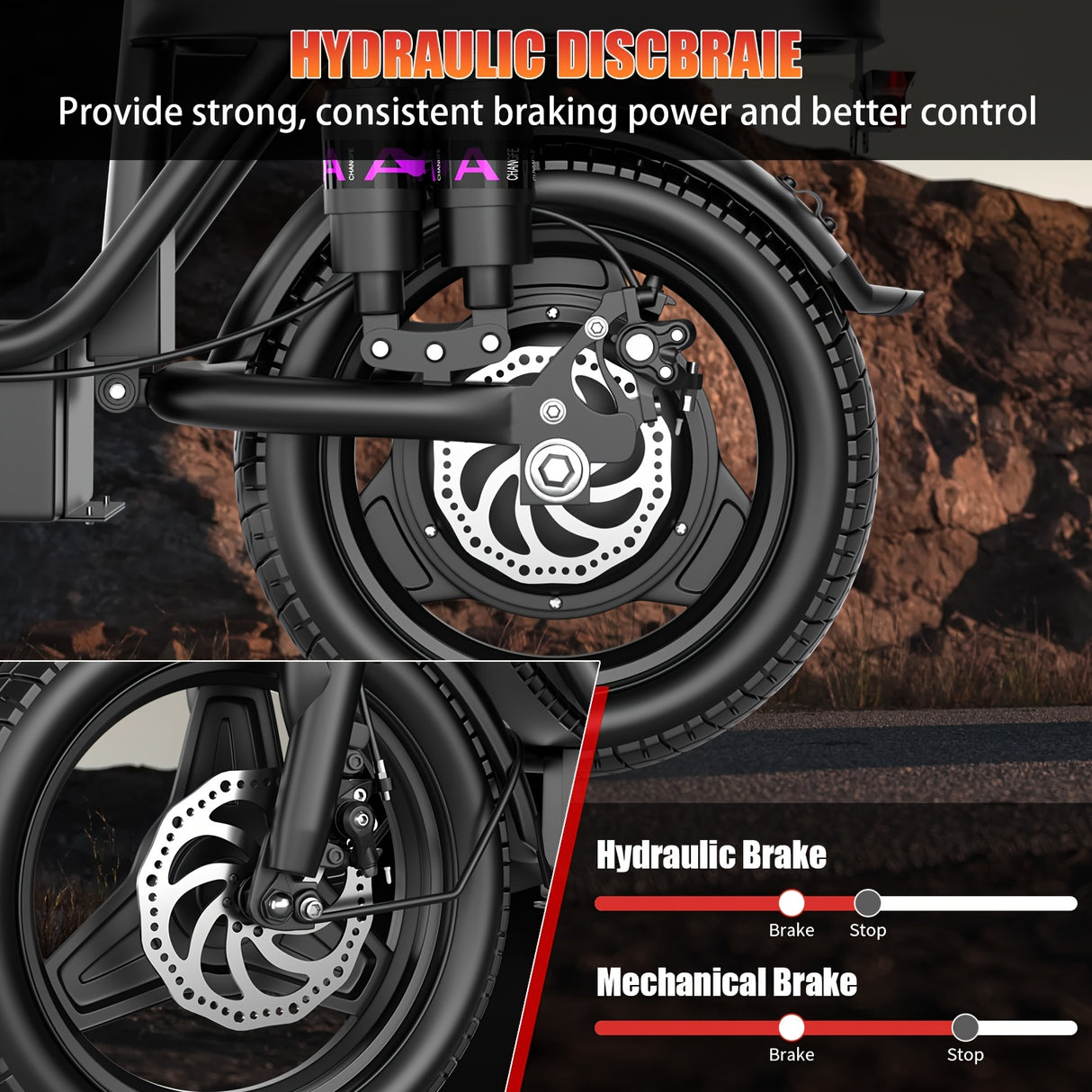 Trottinette électrique pour adultes, avec siège, moteur 740 W, autonomie jusqu'à 32 km/h, batterie 48 V 56,4 V 15 Ah, pneu 14 pouces, avec boîte arrière.