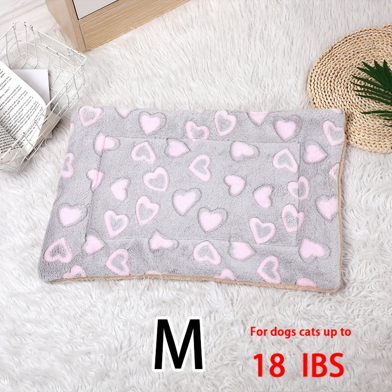 Manta rectangular para mascotas, resistente a la suciedad y para todas las estaciones - Cómoda cama con estampado de pata de perro y corazón (1 unidad)
