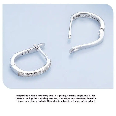 Sterling Silver S925 Simple Zircon Ear Clip White Gold Plated Smooth - Lootquake