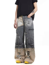 Niche Heavy Industry Washed Damaged Stitching Skinny Jeans - Lootquake