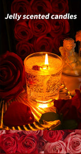Bougie parfumée à la gelée de rose pour aromathérapie, ambiance romantique - Idéale pour les anniversaires, la Saint-Valentin, les anniversaires de mariage, Thanksgiving, Noël - 1 pièce, cire de soja dans un pot en verre