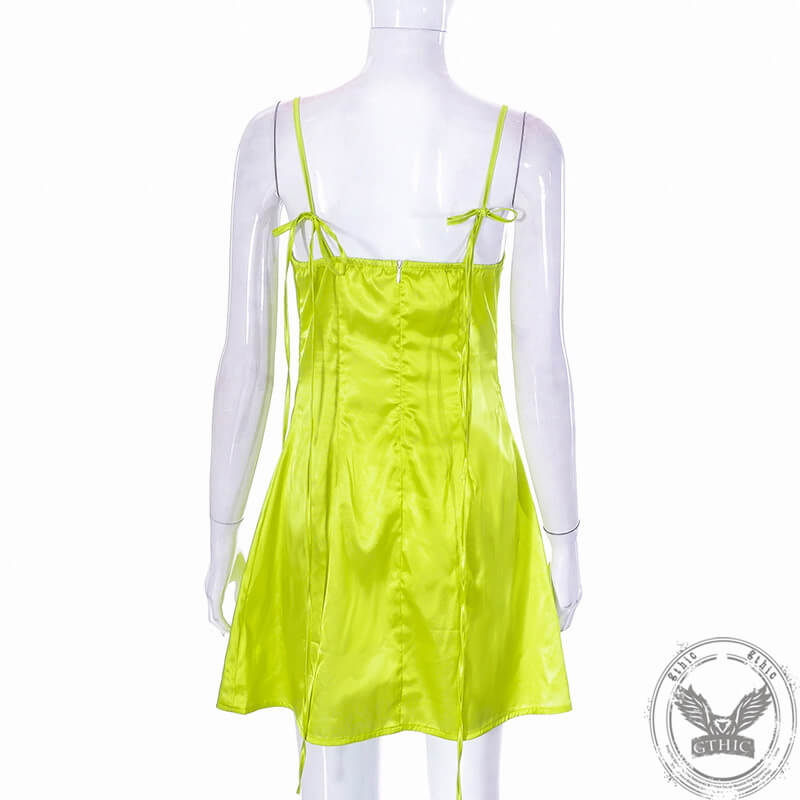 Female Portrait Lace Print Suspender Dress