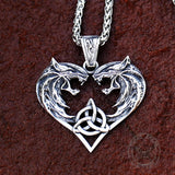 Heart-shaped Fenrir Wolf Stainless Steel Viking Pendant