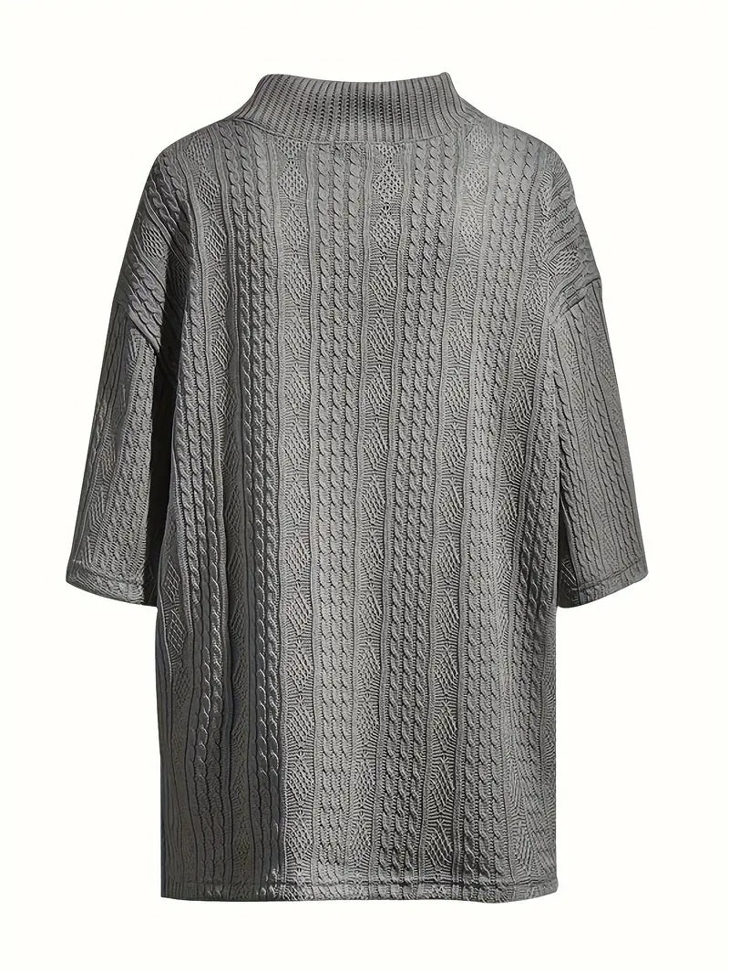 2pcs Men's Jacquard Solid Short Sleeve V Neck Shirt & Matching Drawstring Shorts Set, Summer Leisure Clothing - Lootquake