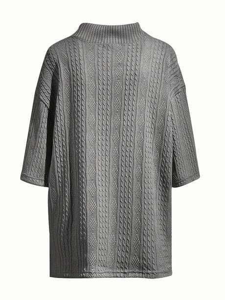 2pcs Men's Jacquard Solid Short Sleeve V Neck Shirt & Matching Drawstring Shorts Set, Summer Leisure Clothing - Lootquake