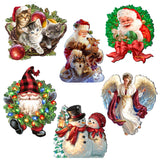 Juego de 6 imanes decorativos de madera de Papá Noel y sus amigos de D. Gelsinger - Decoración navideña - 8090134G-S6