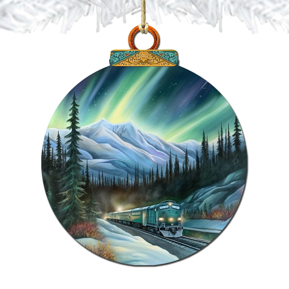 Arctic Light Show Wooden Ornaments by G.Debrekht - Wildlife Holiday Decor - 870040