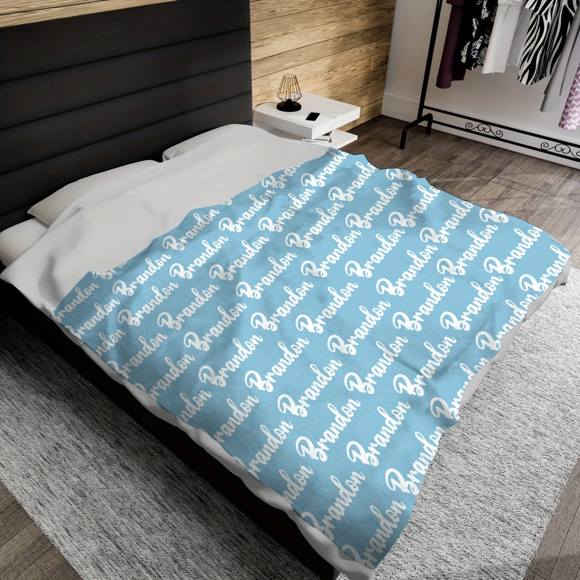 1pc Personalized Soft Flannel Blanket with Custom Name - Cozy Sofa Blanket for Son or Daughter, Unique Gift Idea with TV Blanket Function, Plush and Warm for Chilly Nights