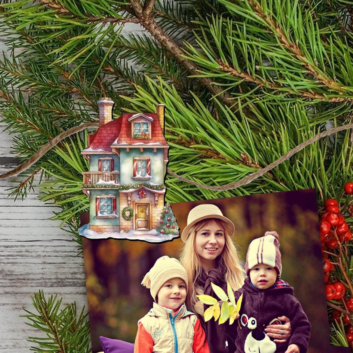 Dream Houses Decorative Wooden Clip-on Ornaments Set of 6 by G. Debrekht - Christmas Decor - 8090029C-S6