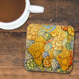 Fish Coastal Art Wooden Cork Coasters Gift Set of 4 by Nature Wonders - Nature Wildlife Decor  - 95018C-S4