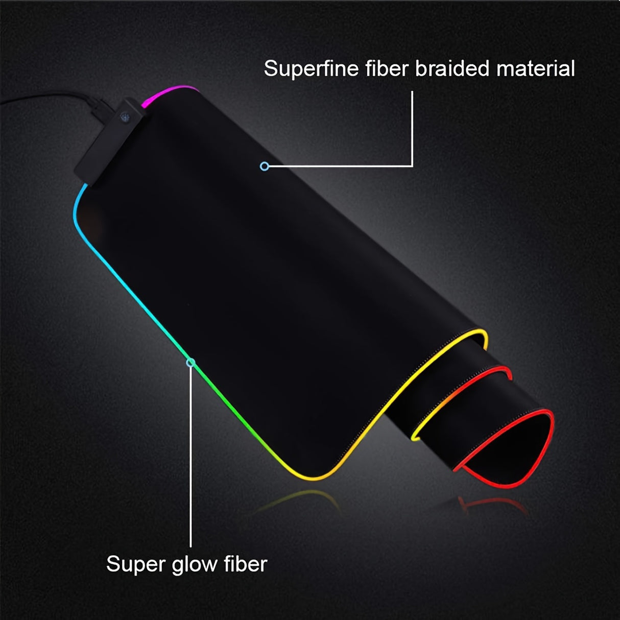 Alfombrilla de ratón RGB para juegos con control táctil, 15 modos de iluminación, alfombrilla de teclado extendida con base de goma antideslizante - 80 x 30 cm