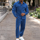 Suede Single-breasted Solid Color Slim Fit Two-piece Suit Men - Lootquake