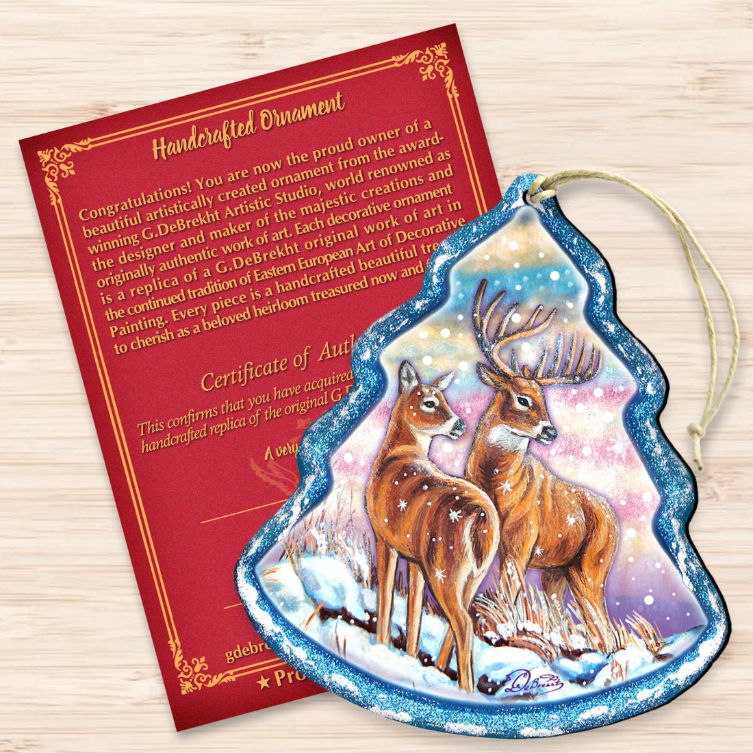 Adornos de madera con forma de reno de G. DeBrekht - Decoración navideña con temática de vida silvestre - 8176229