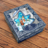 Build A Snowman North Star Glass Ornament by G. DeBrekht - Christmas Santa Snowman Decor - 755-009