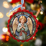Little Angel Wreath Glass Ornament by G. Debrekht - Nativity Holiday Décor - 759-055