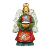 Angel with Bell Sculpted Hand-Painted Christmas Figurine by G. DeBrekht - Christmas Santa Snowman Decor - 657101