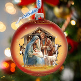 Born Under Bright Star Nativity Lg Glass Ornament by G. Debrekht - Nativity Holiday Decor - 73937