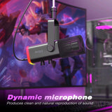 Dynamic USB/XLR Microphone with Touch Mute Button and Headphone Jack for PC and Gaming
