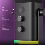 Dynamic USB/XLR Microphone with Touch Mute Button and Headphone Jack for PC and Gaming