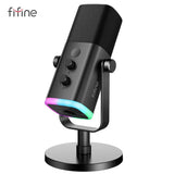 Dynamic USB/XLR Microphone with Touch Mute Button and Headphone Jack for PC and Gaming