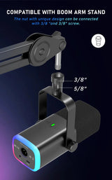 Dynamic USB/XLR Microphone with Touch Mute Button and Headphone Jack for PC and Gaming