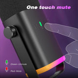 Dynamic USB/XLR Microphone with Touch Mute Button and Headphone Jack for PC and Gaming