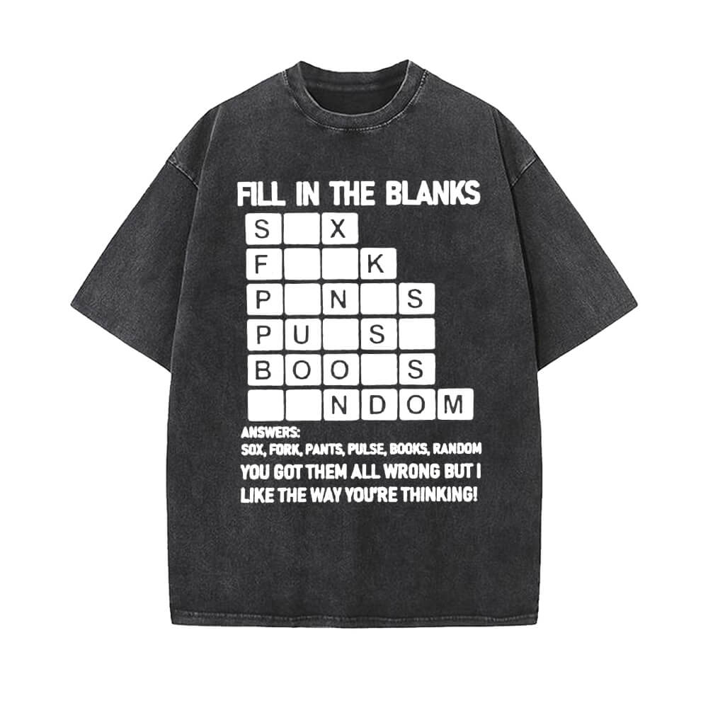 Fill In The Blanks Vintage Washed Short Sleeve T-shirt