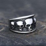 Five Skulls Stainless Steel Ring