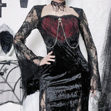 Floral Pattern Polyester Gothic Cheongsam Dress