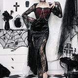 Floral Pattern Polyester Gothic Cheongsam Dress