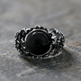 Flying Bats Stainless Steel Gemstone Ring