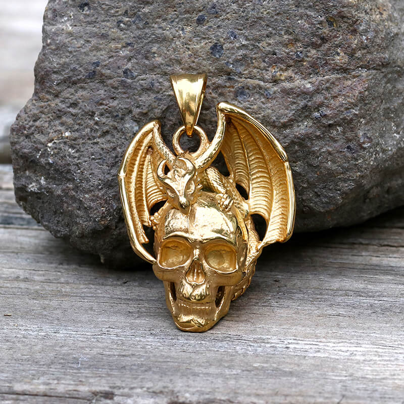 Flying Dragon Skull Stainless Steel Pendant