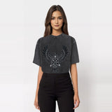 Flying Raven Viking Symbols Washed T-shirt