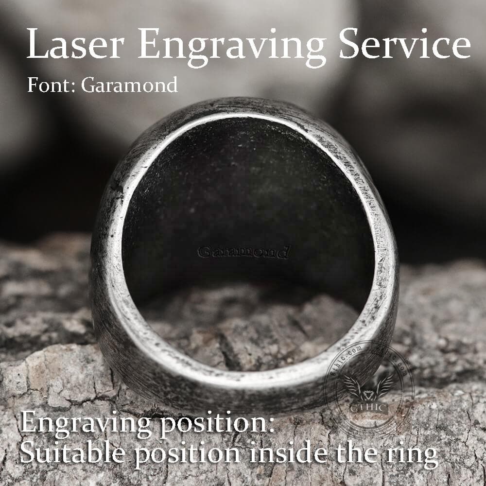 Anillo de la suerte de acero inoxidable con trébol de cuatro hojas