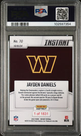 Tarjeta de fútbol americano Jayden Daniels #70 Rookie RC de Panini Instant NFL 2024, calificada, PSA 10 Gem Mint