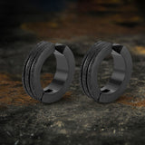 Frosted Geometric Stainless Steel Hoop Ear Cuffs
