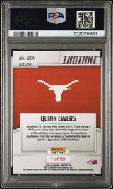 Tarjeta de fútbol RC Quinn Ewers #QEA Rookie de Panini Instant NIL 2024 PSA 9 Mint
