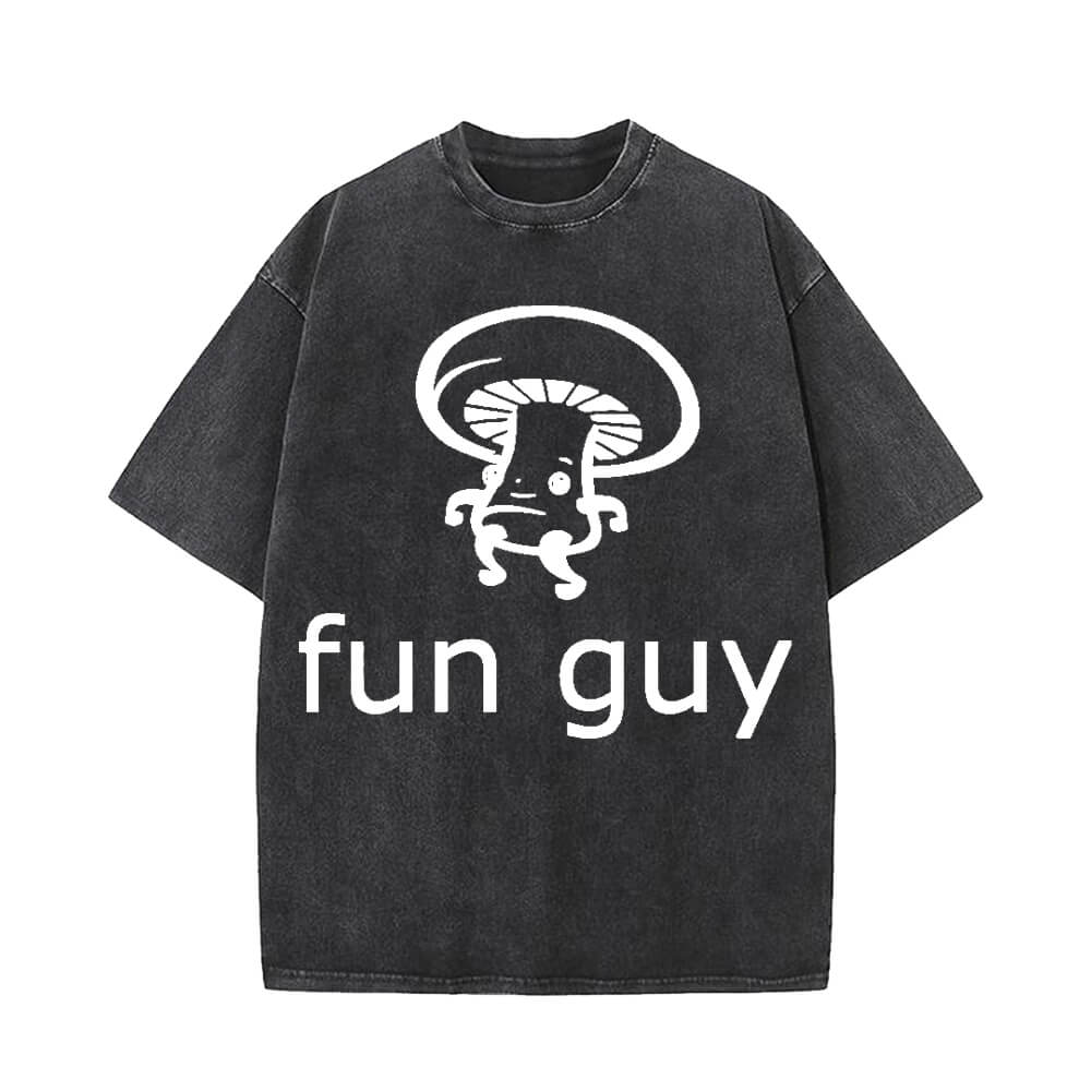 Fun Guy Print Vintage Washed T-shirt