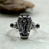 Funeral Of Rose Stainless Steel Coffin Ring
