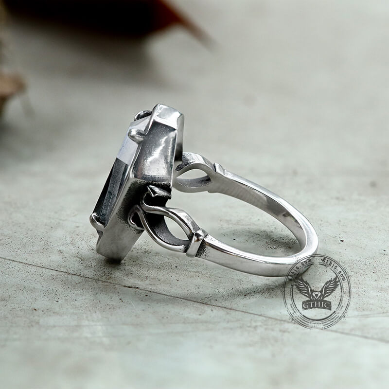 Funeral Of Rose Stainless Steel Coffin Ring