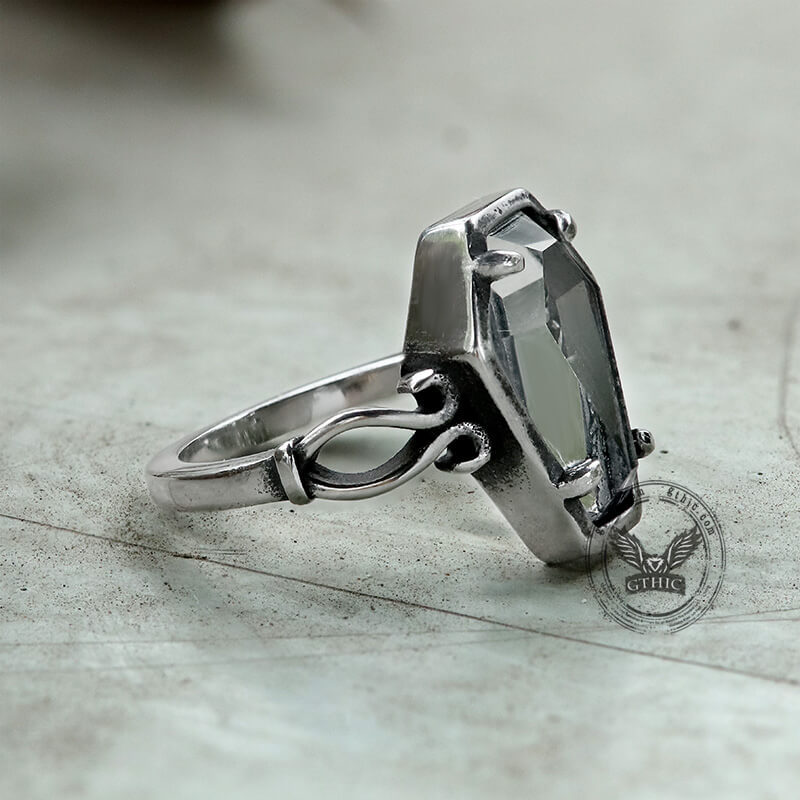 Funeral Of Rose Stainless Steel Coffin Ring