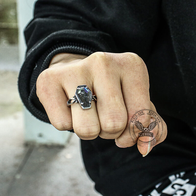 Funeral Of Rose Stainless Steel Coffin Ring