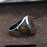 Futhark Runes Compass Viking Ring