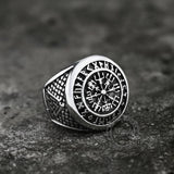 Futhark Runes Compass Viking Ring