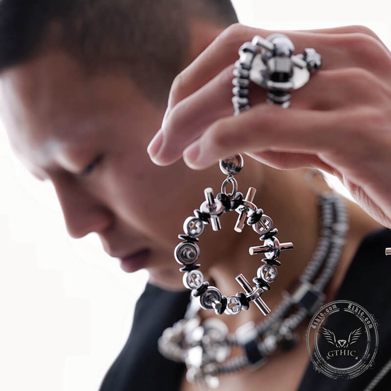 Futuristic Mechanical Titanium Steel Earrings