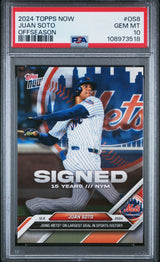 Tarjeta de béisbol de temporada baja de Juan Soto #OS8 de Topps Now, calificada en 2024, PSA 10 Gem Mint